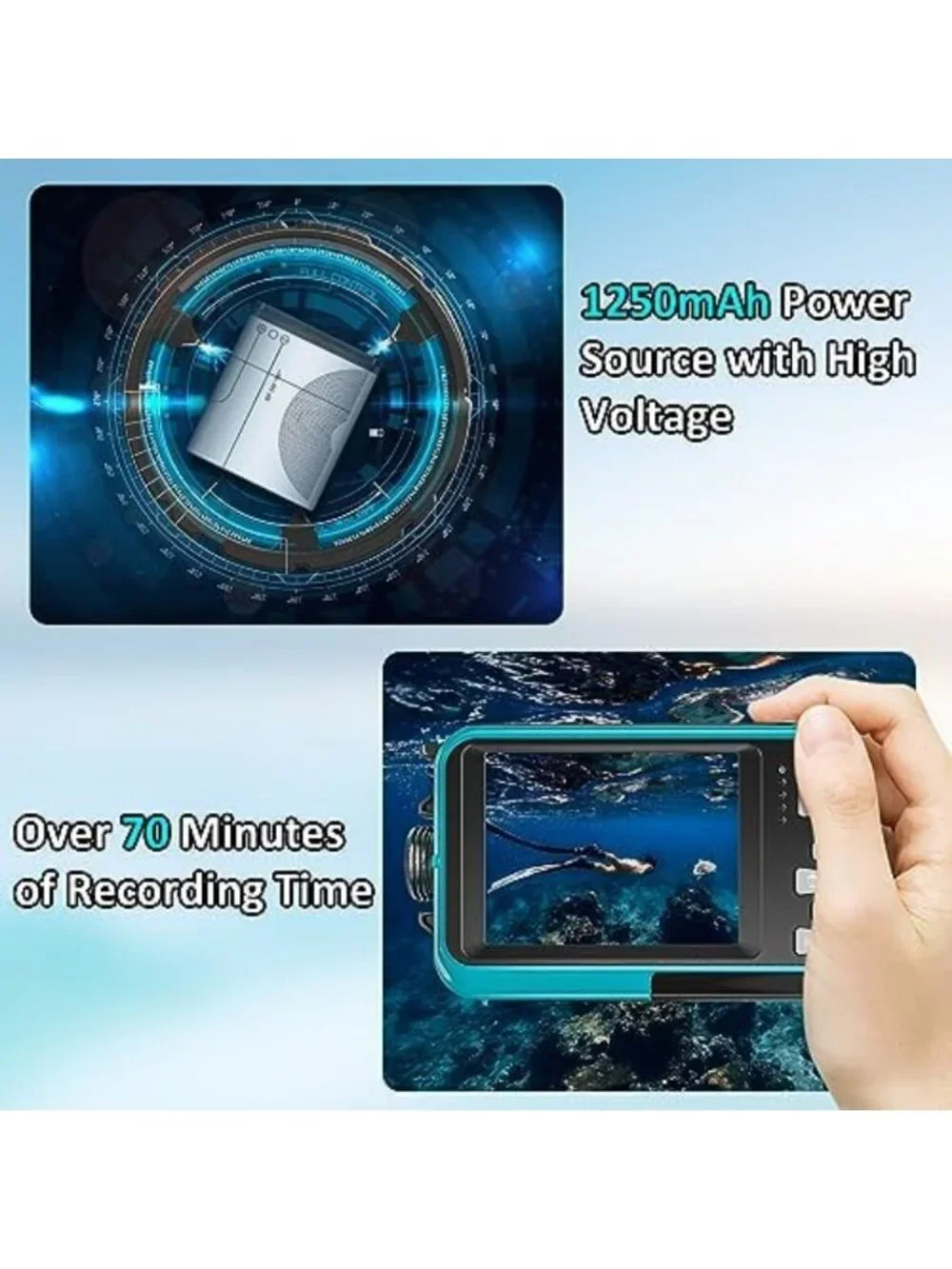 4K Waterproof Underwater Camera, 16FT Depth, 64MP Dual-Screen for Adventure
